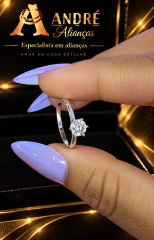 Anéis Solitário em Prata 950